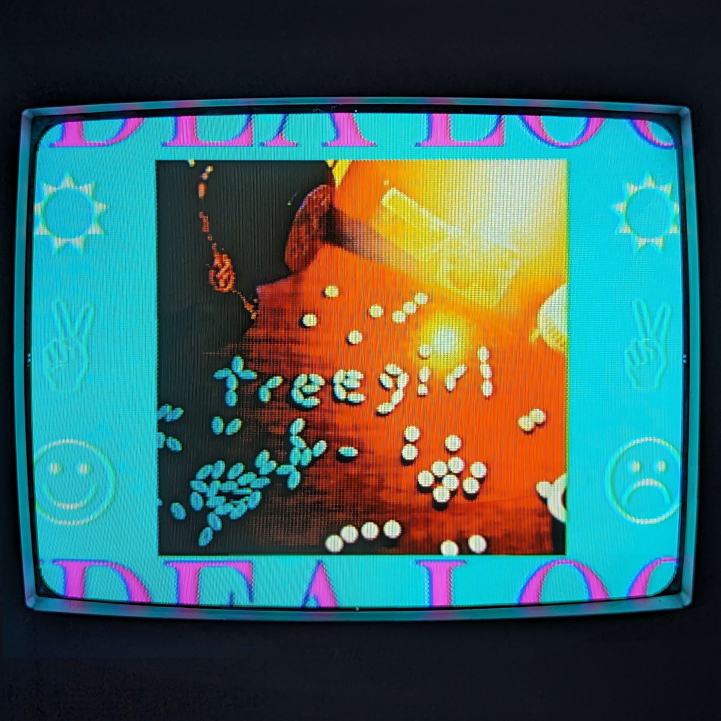 a crt with idea log written on the top and bottom of the screen with an image of estradiol and lexapro tablets spelling treegirl